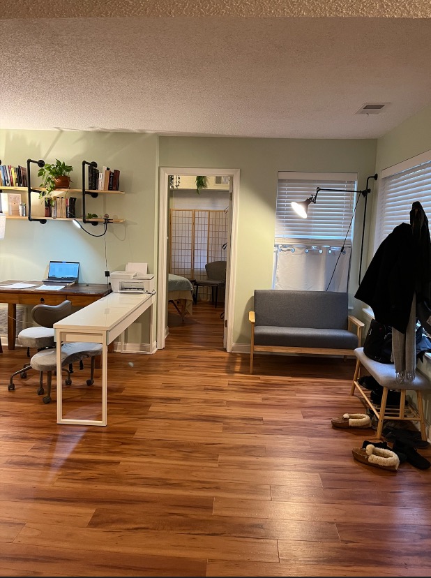 Massage room with table